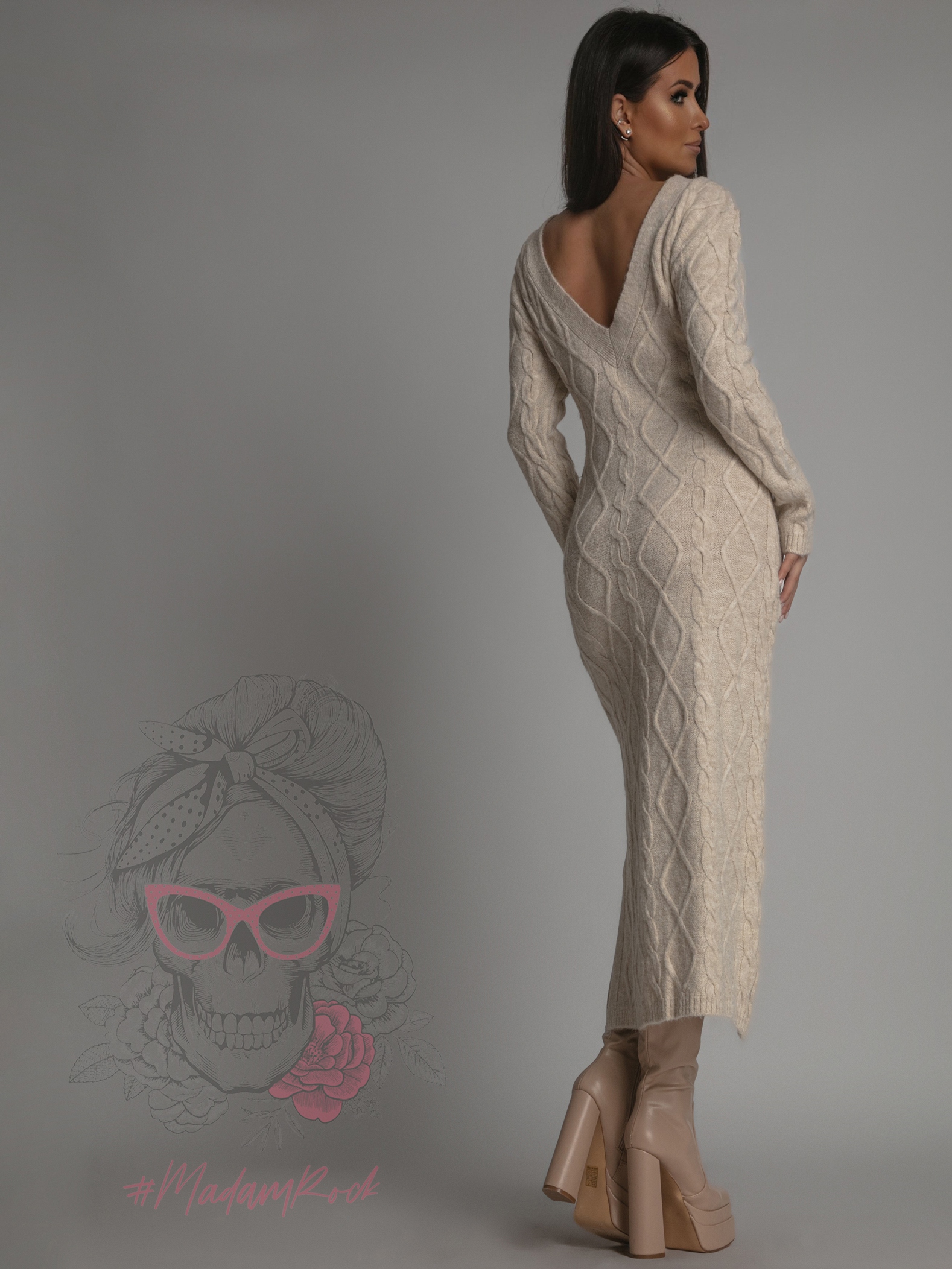 Sukienka sweterkowa Jotela beżowa