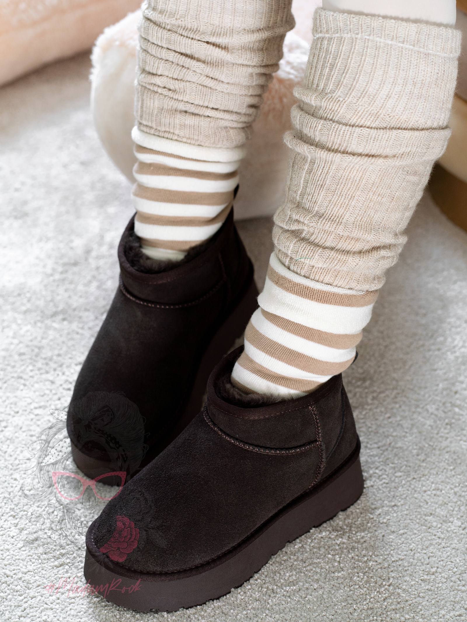 Śniegowce naturalne Madam Molly brązowe