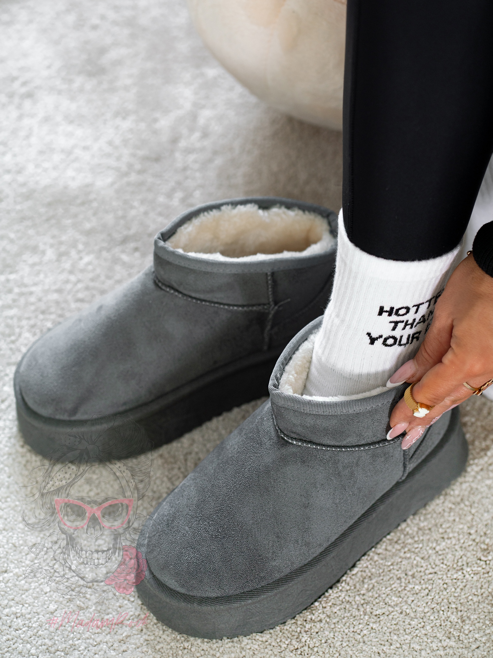 Śniegowce zamszowe Madam Wobbi szare