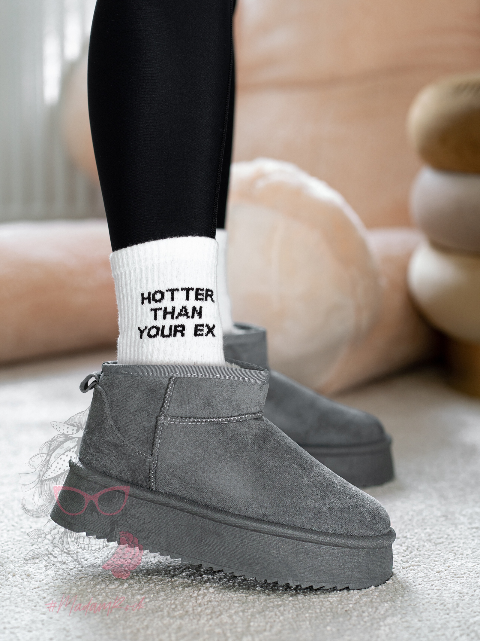 Śniegowce zamszowe Madam Wobbi szare