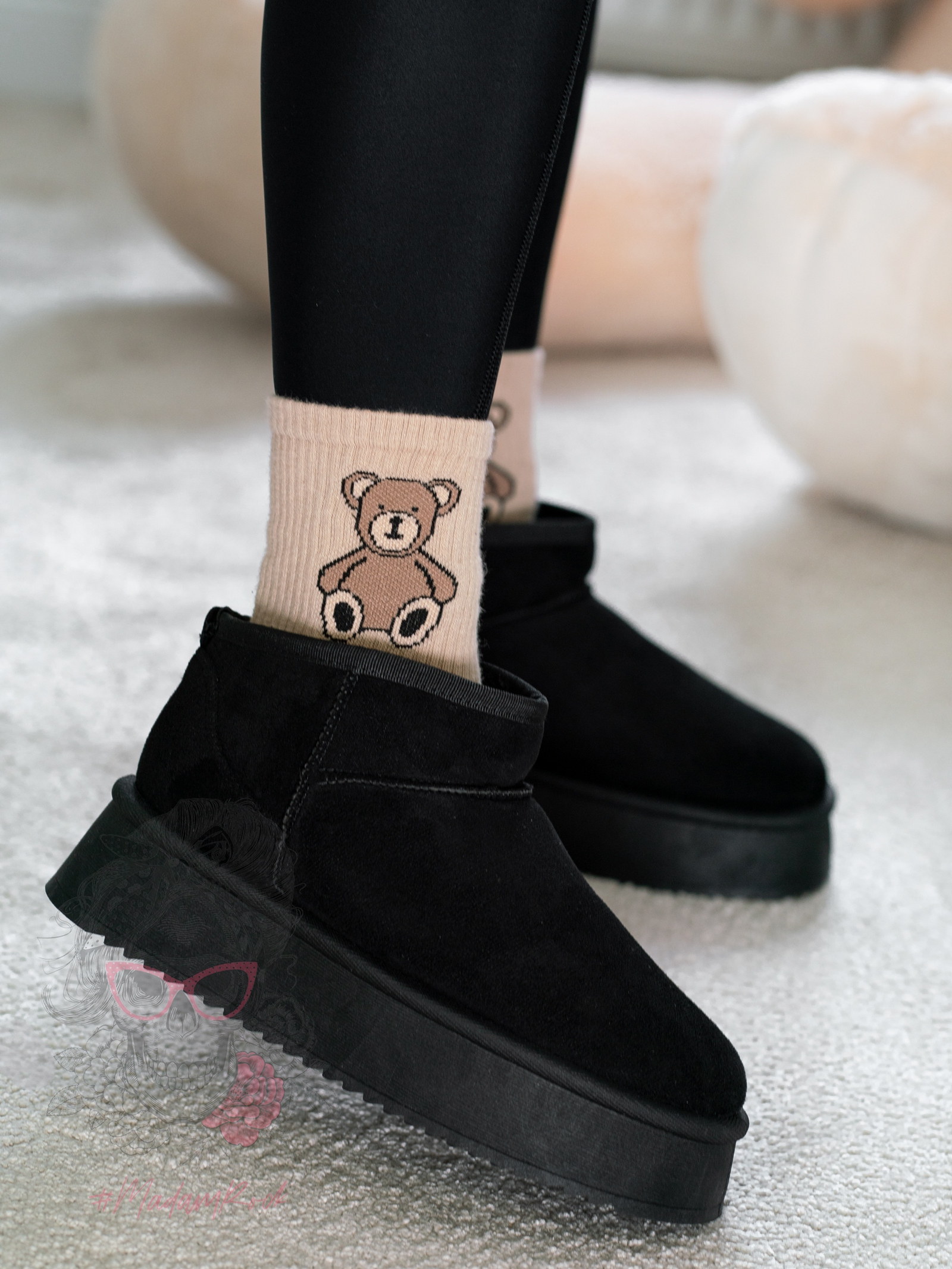 Śniegowce zamszowe Madam Wobbi czarne