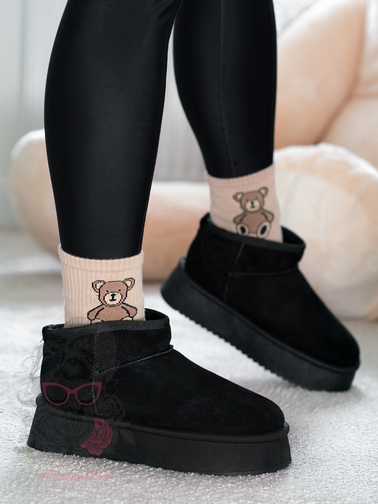 Śniegowce zamszowe Madam Wobbi czarne