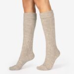Podkolanówki BABUNI ciepłe z wełną beż melanż