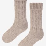Podkolanówki BABUNI ciepłe z wełną beż melanż