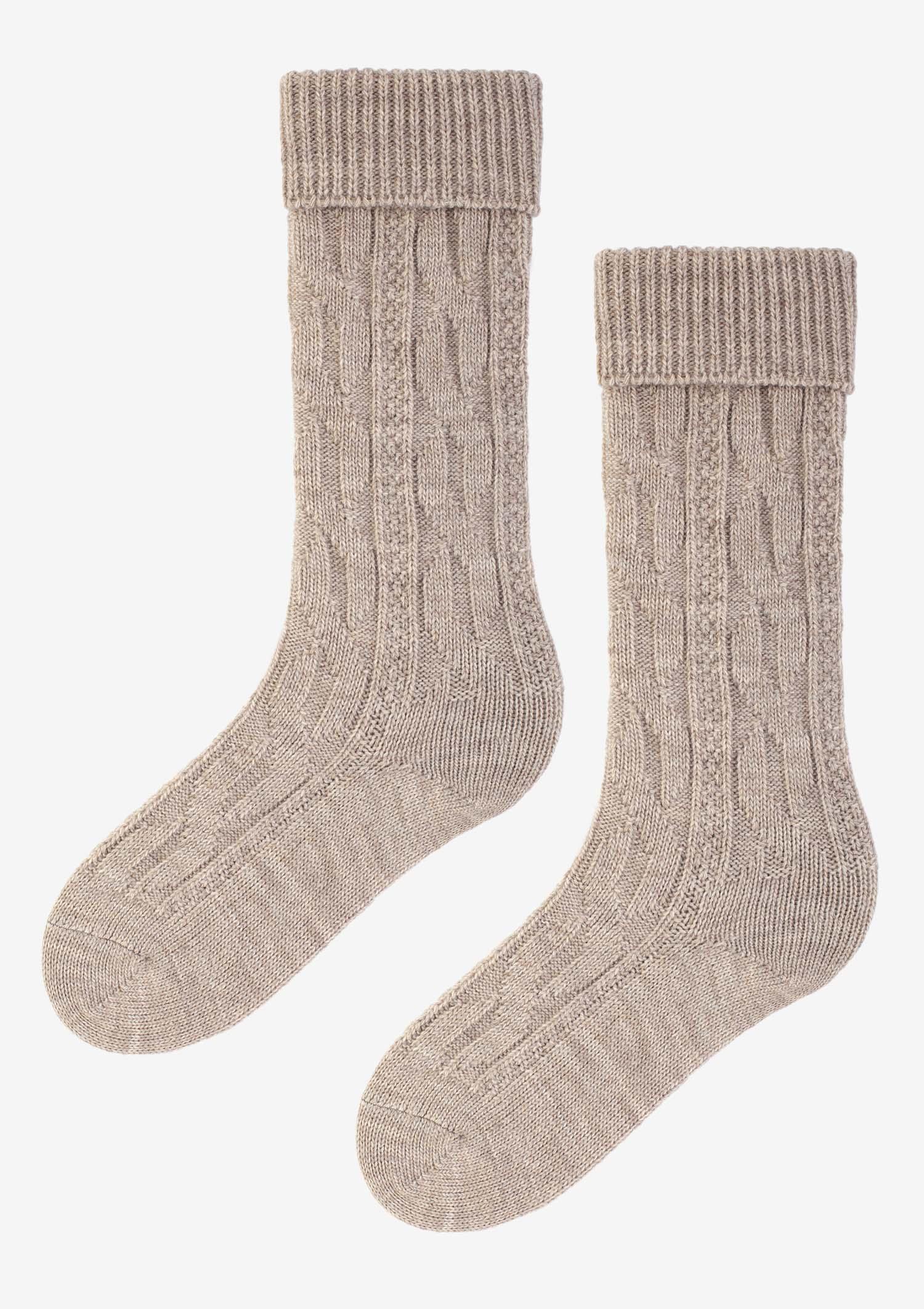 Podkolanówki BABUNI ciepłe z wełną beż melanż