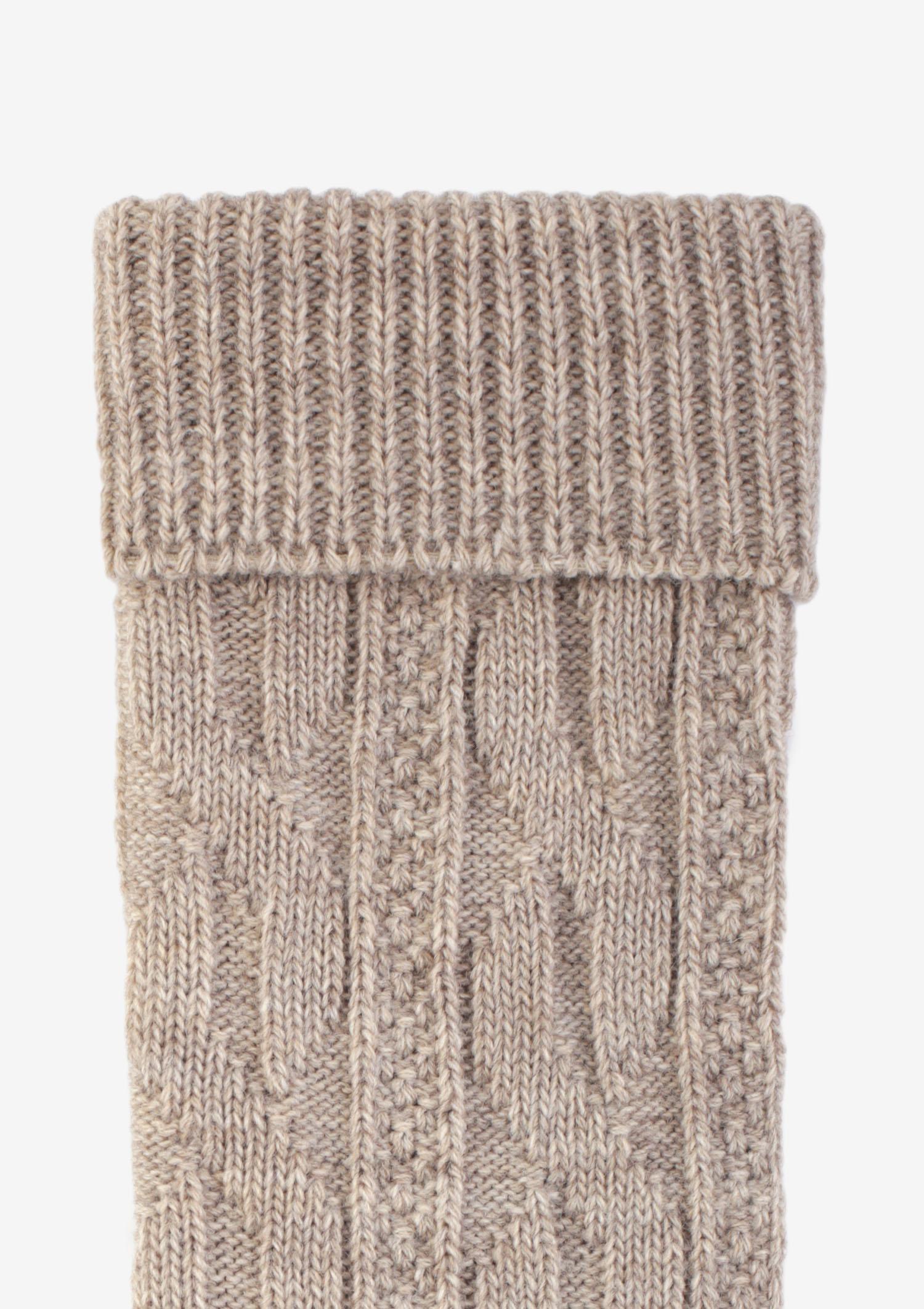 Podkolanówki BABUNI ciepłe z wełną beż melanż