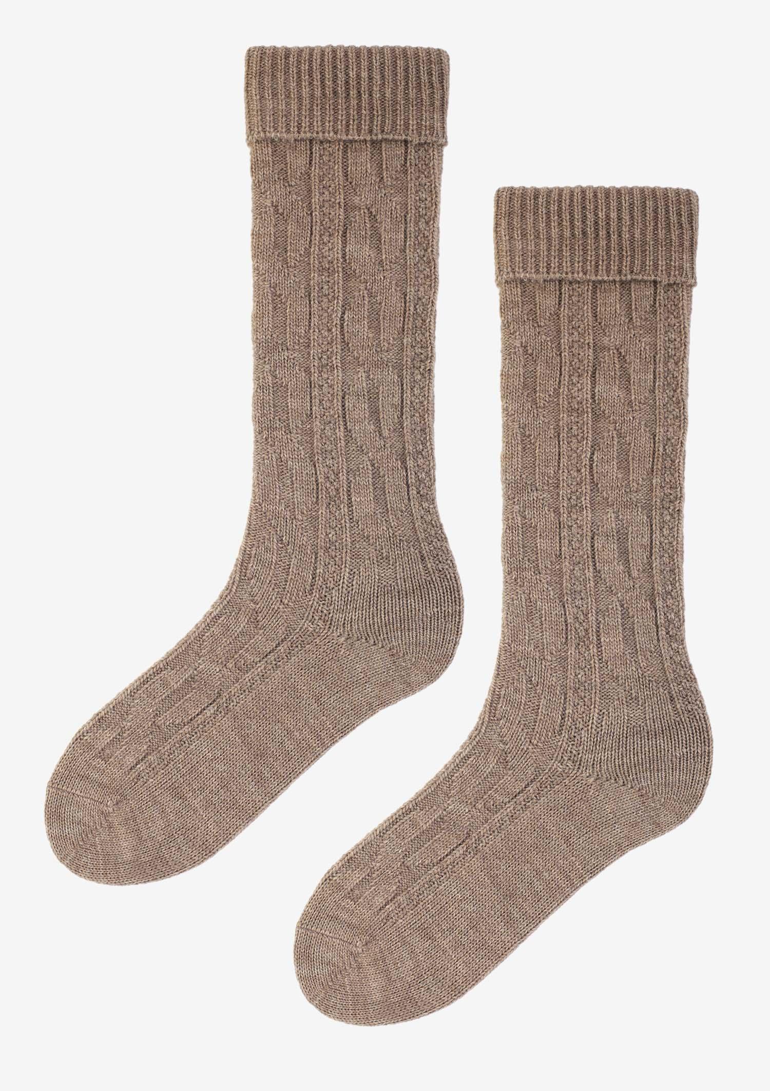 Podkolanówki BABUNI ciepłe z wełną brąz melanż