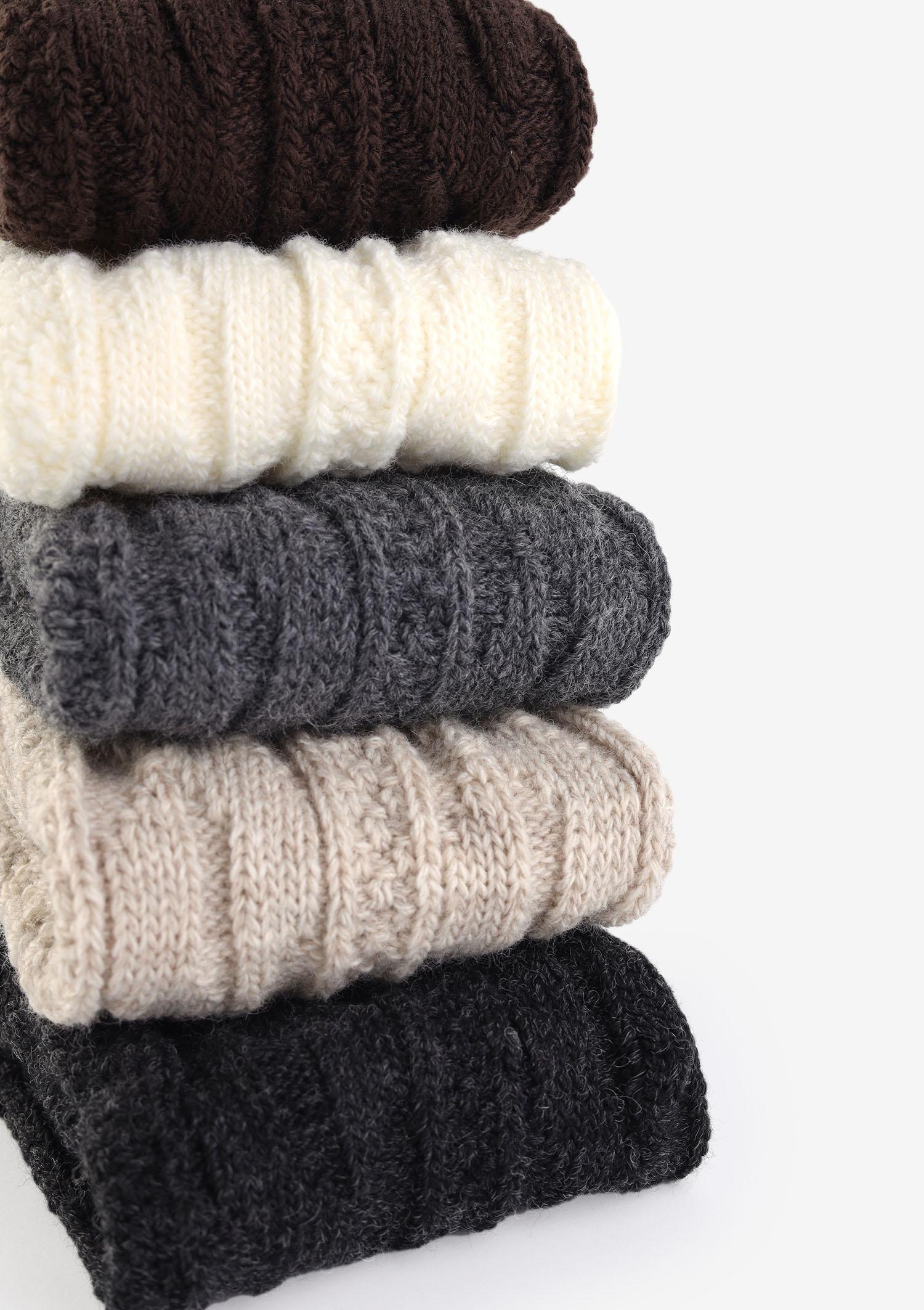 Podkolanówki BABUNI ciepłe z wełną brąz melanż