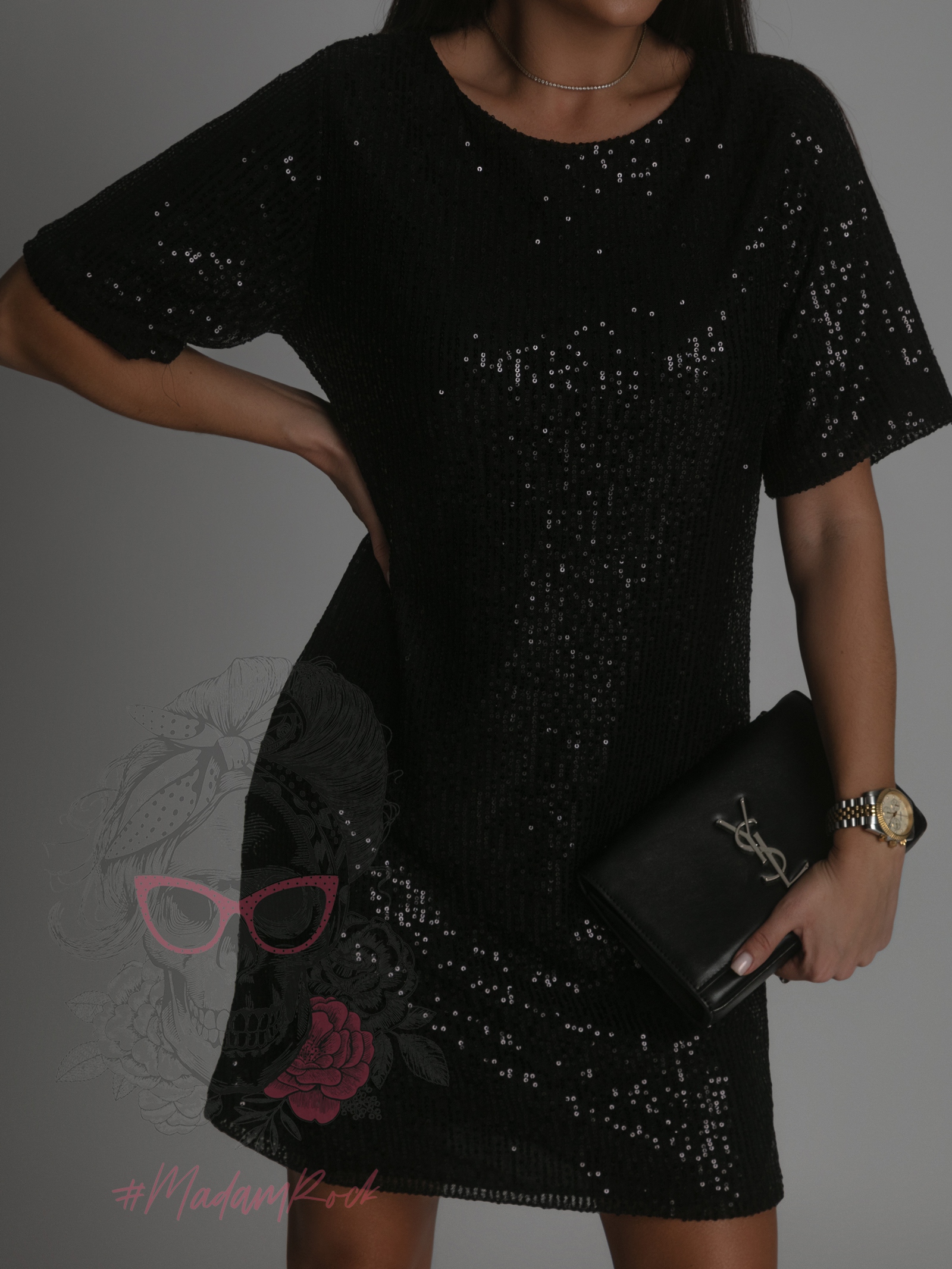 Sukienka cekinowa oversize Fidi czarna