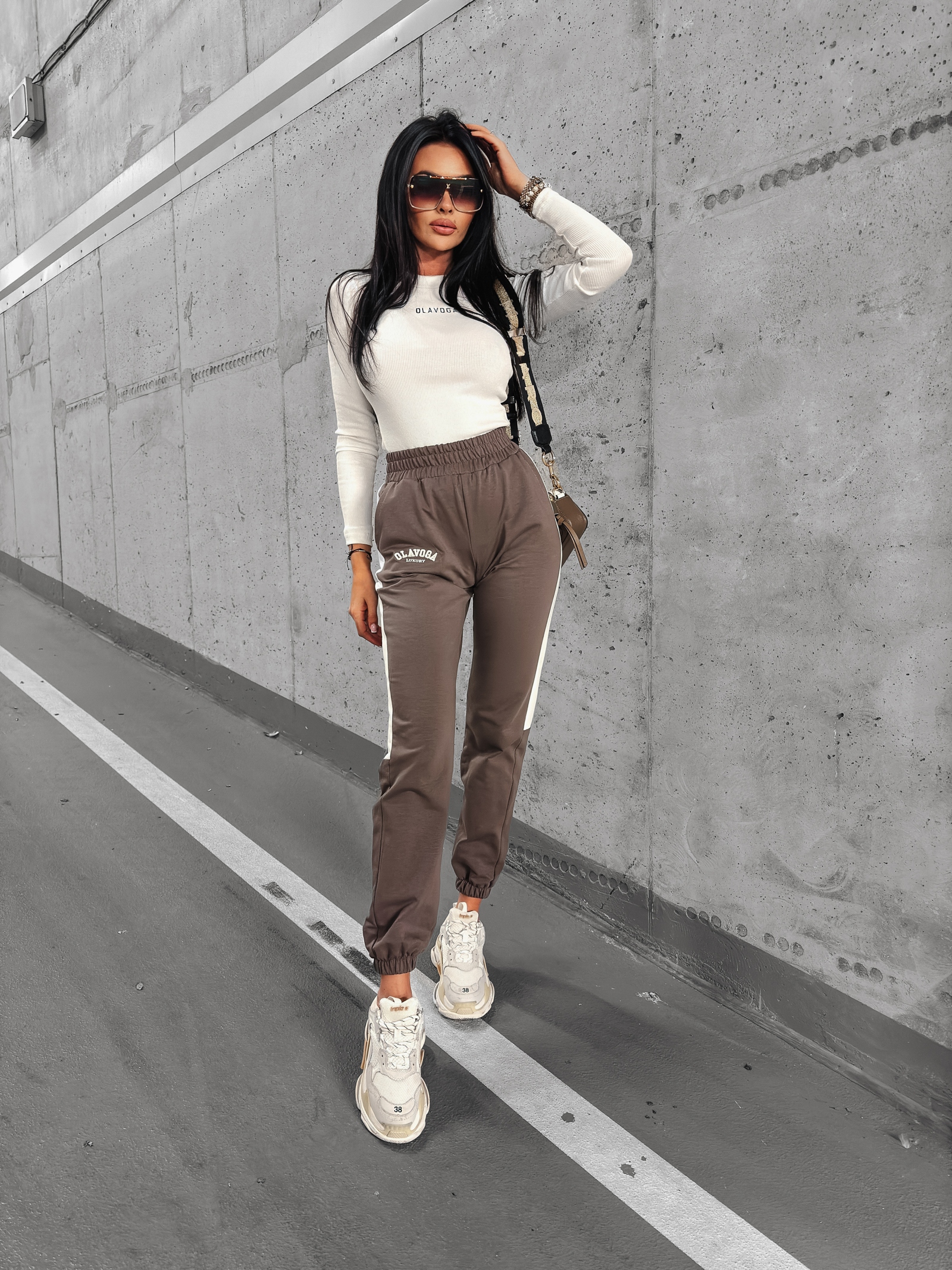 Bluzka basicowa prążkowana Barma Ola Voga ecru