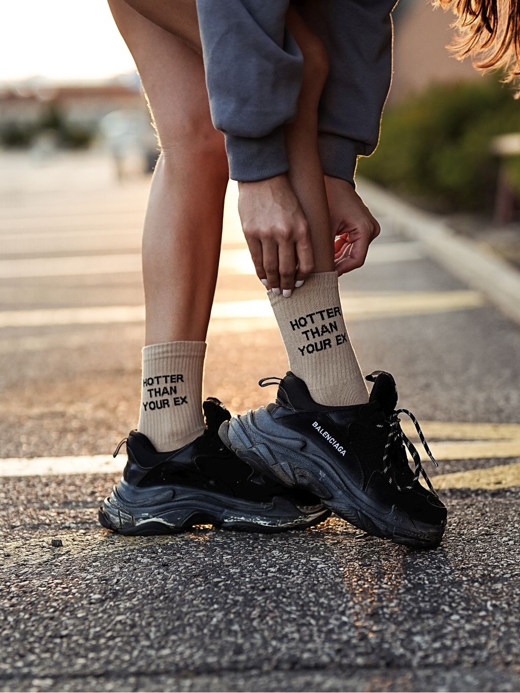 Skarpety damskie sportowe HOTTER THAN YOUR EX beżowe