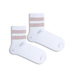 Skarpetki dziecięce z różowym ściągaczem białe