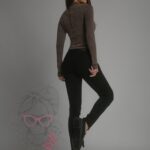 Spodnie slim fit z wiązaniem Evie Ola Voga czarne