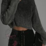 Spodnie slim fit z wiązaniem Evie Ola Voga czarne