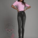 Spodnie jeansowe slim fit Boise Ola Voga czarne