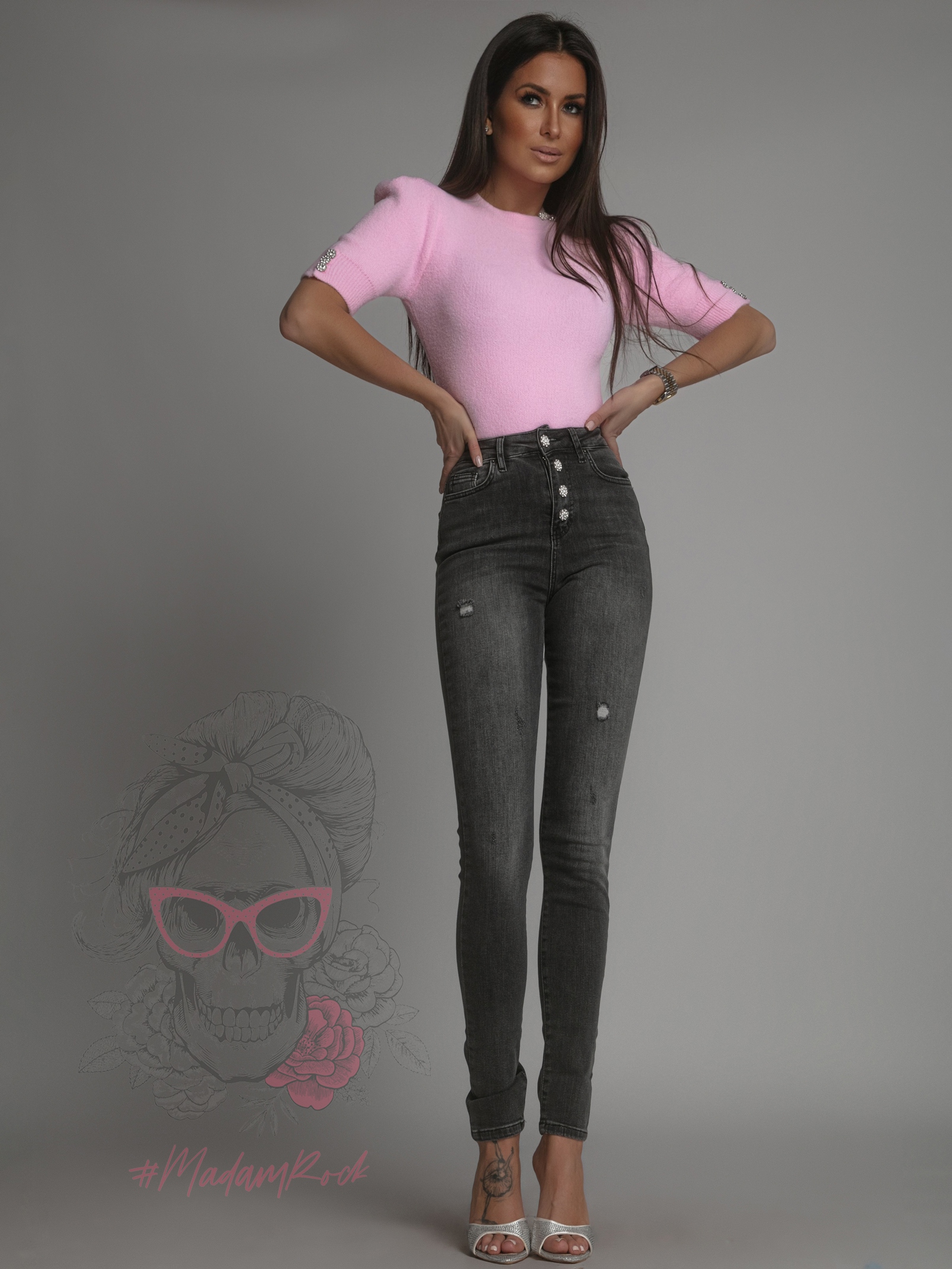 Spodnie jeansowe slim fit Boise Ola Voga czarne