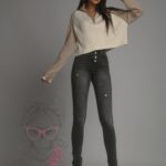 Spodnie jeansowe slim fit Boise Ola Voga czarne