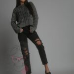 Spodnie jeansowe damskie z przetarciami Verti Ola Voga czarne