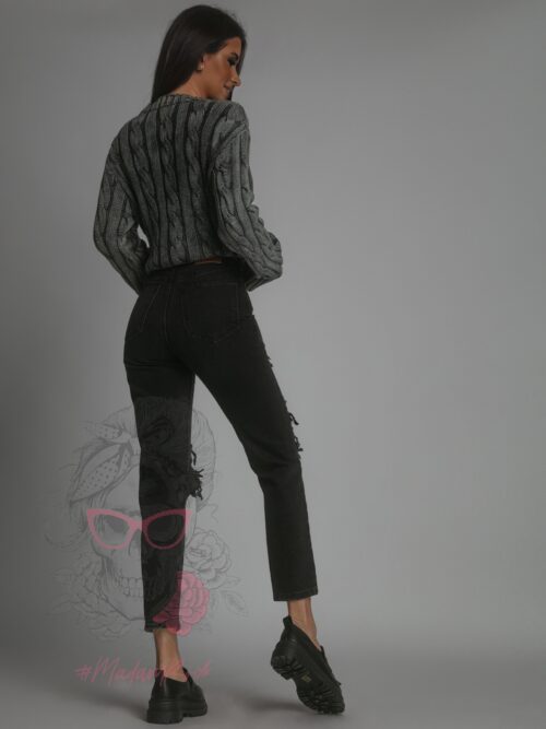 Spodnie jeansowe damskie z przetarciami Verti Ola Voga czarne