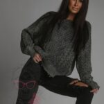 Spodnie jeansowe damskie z przetarciami Verti Ola Voga czarne