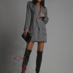 Żakiet oversize w jodełkę Kopes szary