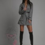 Żakiet oversize w jodełkę Kopes szary