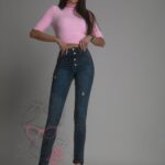 Moherowy sweter golf Minos cukierkowy róż