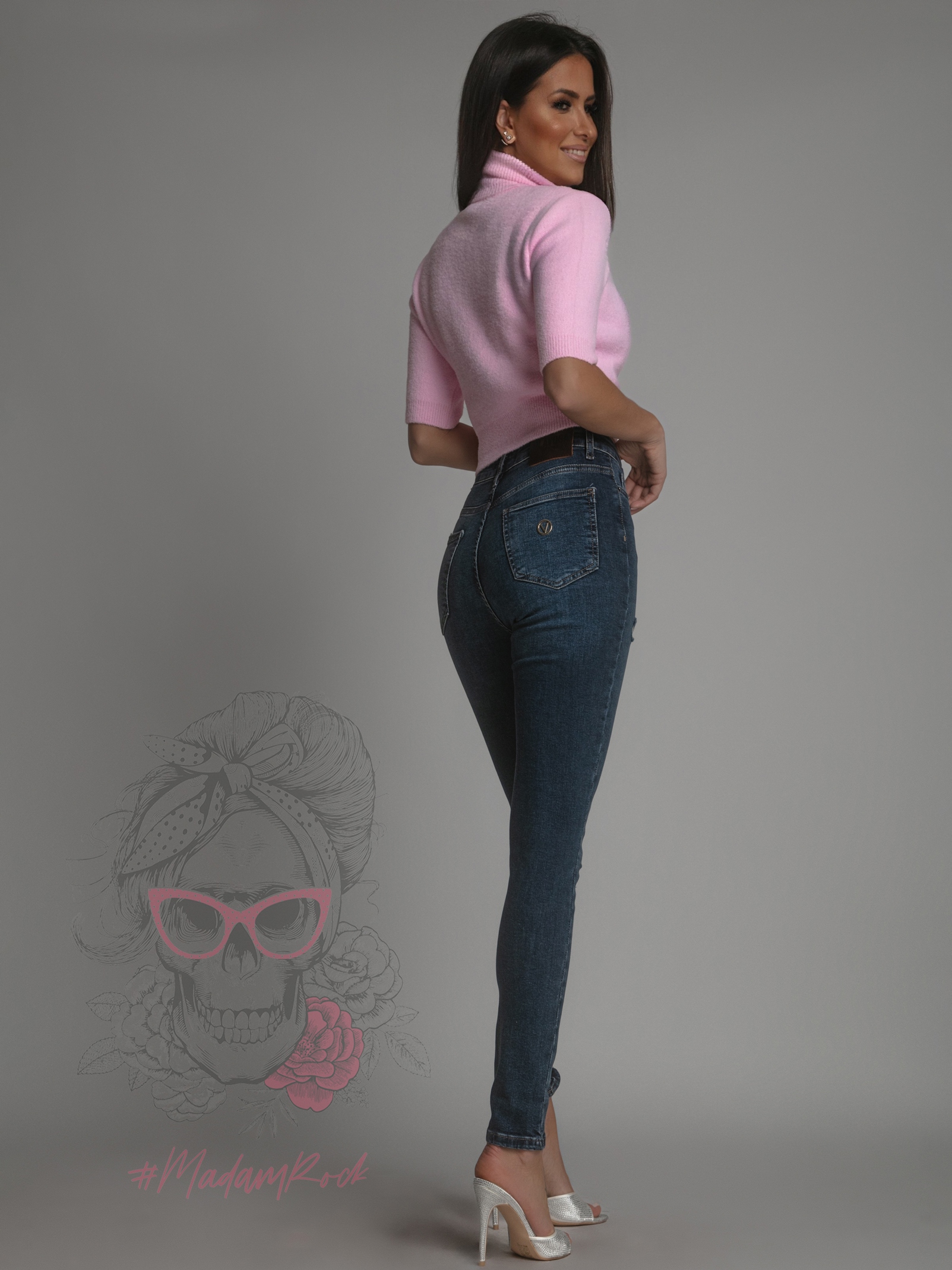 Moherowy sweter golf Minos cukierkowy róż