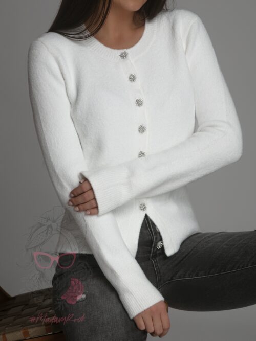 Sweterek moherowy z perełkami Sosti ecru