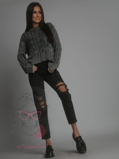 Sweterek z efektem sprania Mobs szary