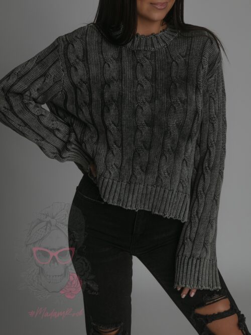 Sweterek z efektem sprania Mobs szary