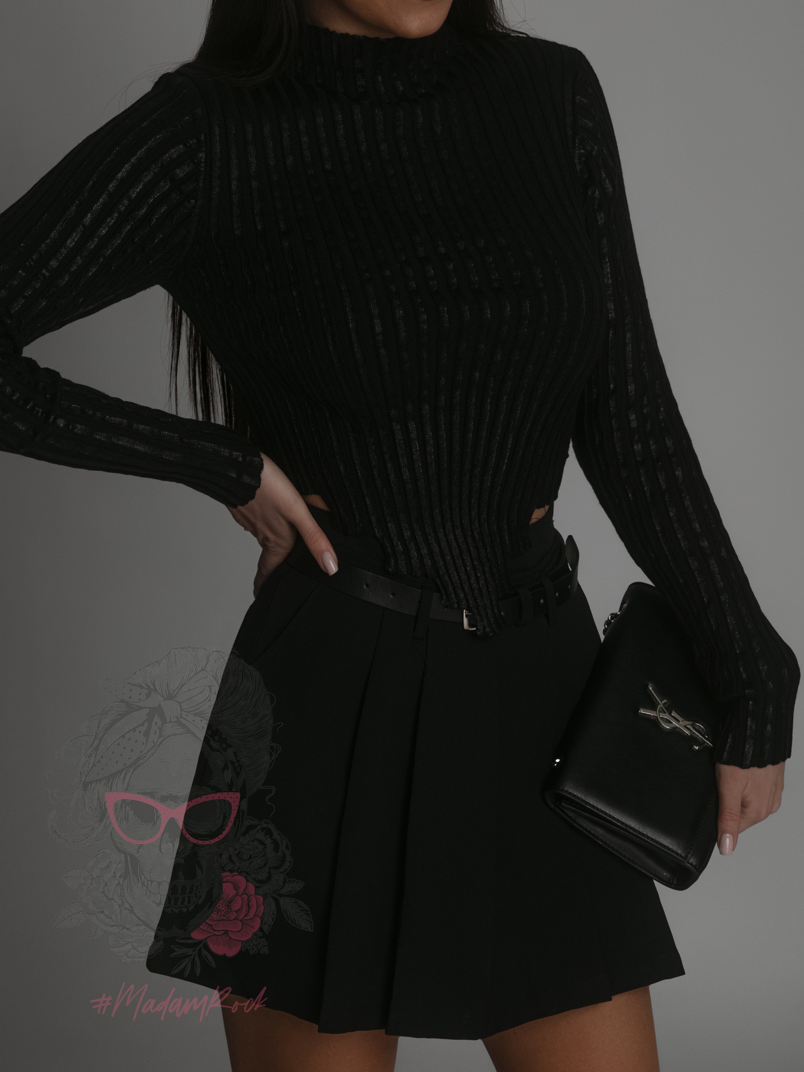 Bluzka półgolf metaliczny Hopps czarny Bluzka półgolf metaliczny Hopps czarny