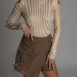 Bluzka półgolf z wycięciami Apost złoty