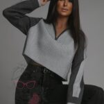 Sweter metaliczny Utot srebrny