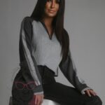 Sweter metaliczny Utot srebrny