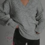 Sweter z cyrkoniami Osini szary