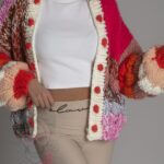 Sweter gruby Yelly kolorowy fuksja