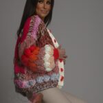 Sweter gruby Yelly kolorowy fuksja