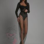 Spodnie z siatki z cyrkoniami Oversize Night czarne