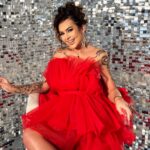 Sukienka tiulowa z odpinanym trenem NB Hollywood star czerwona