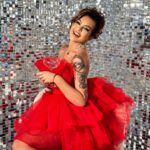 Sukienka tiulowa z odpinanym trenem NB Hollywood star czerwona