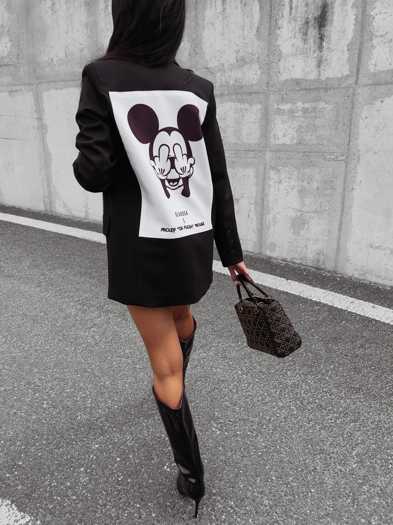 Marynarka damska z nadrukiem miki Molis Ola Voga czarna