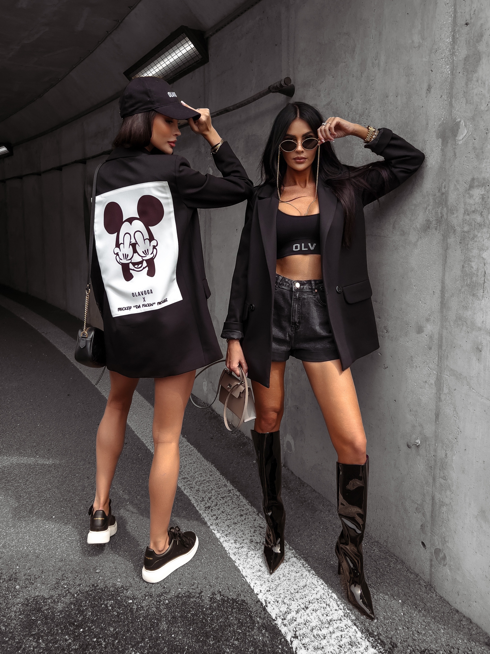 Marynarka damska z nadrukiem miki Molis Ola Voga czarna