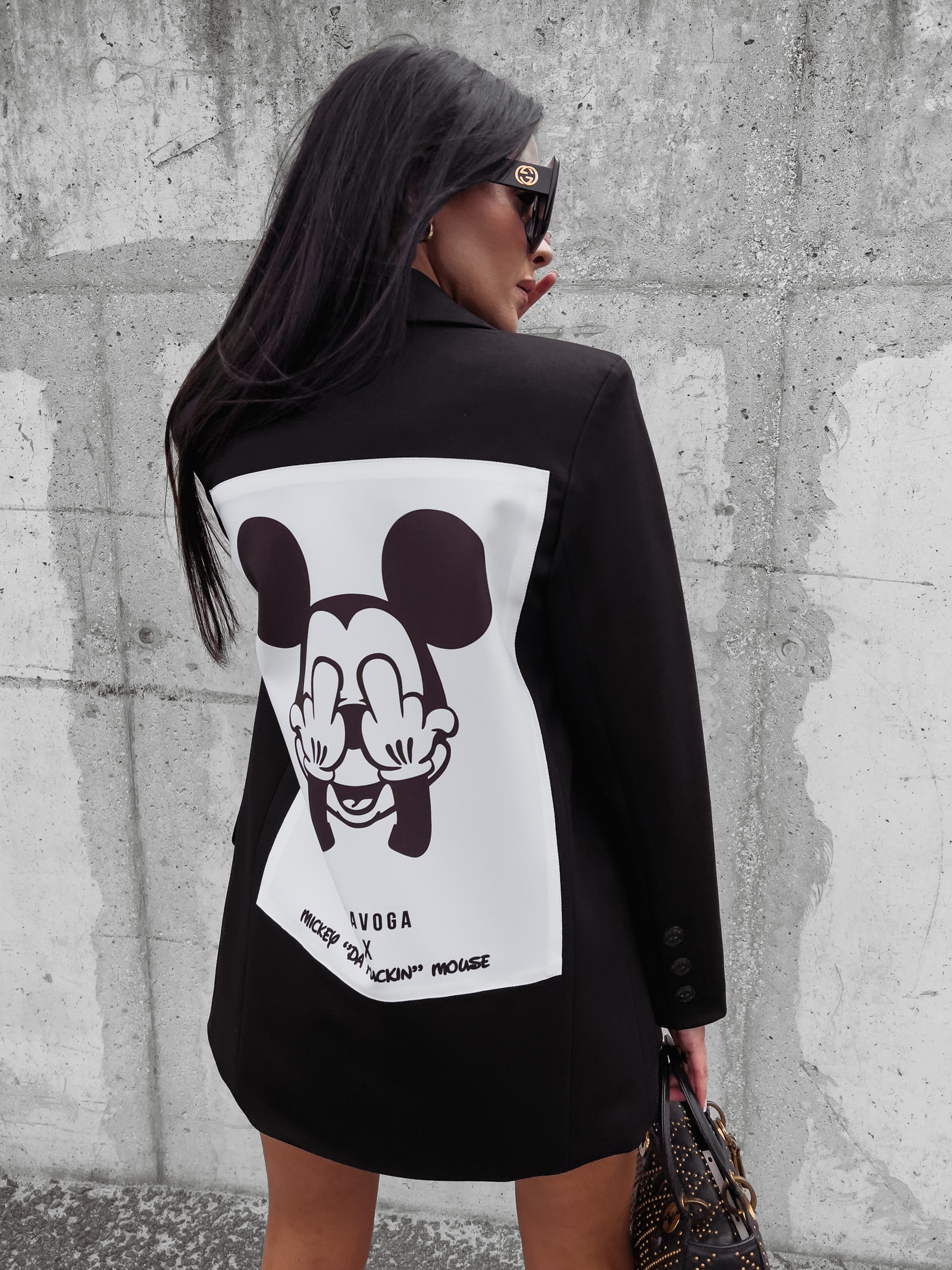 Marynarka damska z nadrukiem miki Molis Ola Voga czarna