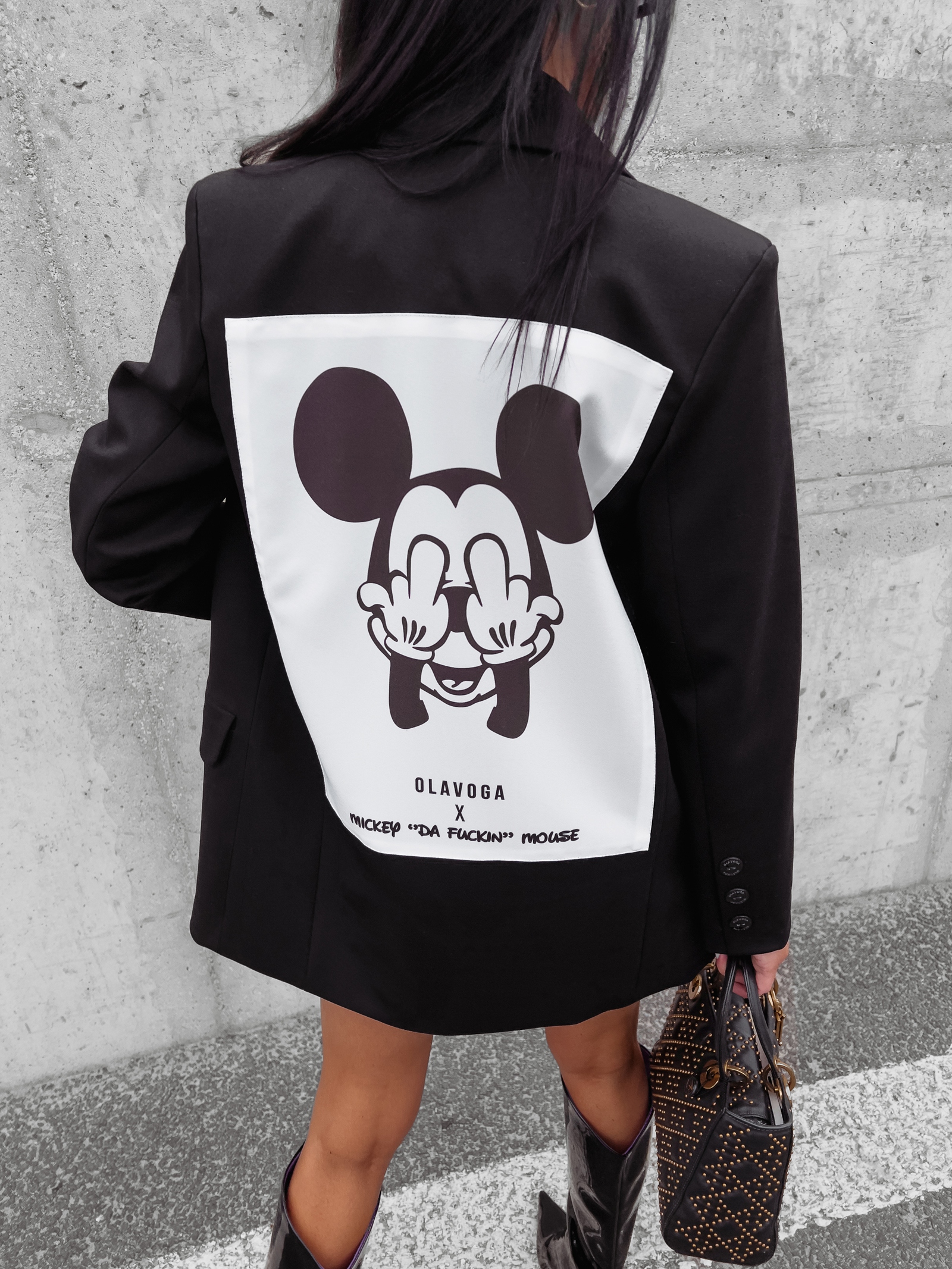 Marynarka damska z nadrukiem miki Molis Ola Voga czarna