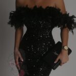 Sukienka mini cekinowa Lamista czarna