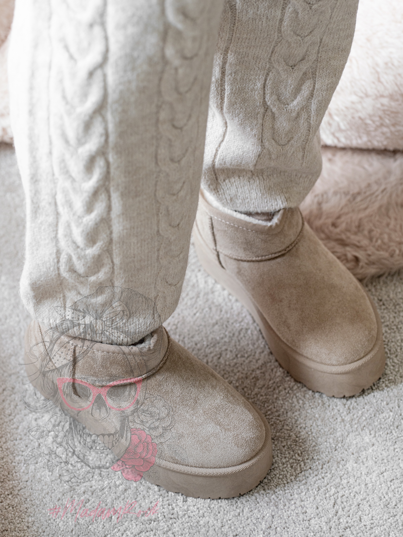 Śniegowce zamszowe Madam Wobbi II beżowe