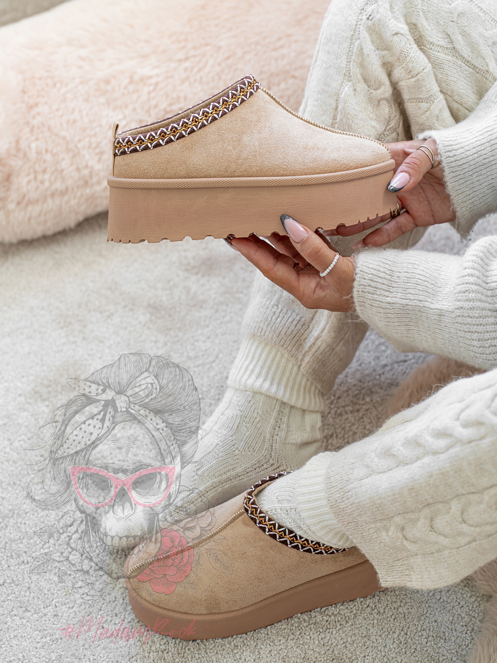 Śniegowce odkryte Madam Gobby c. beżowe