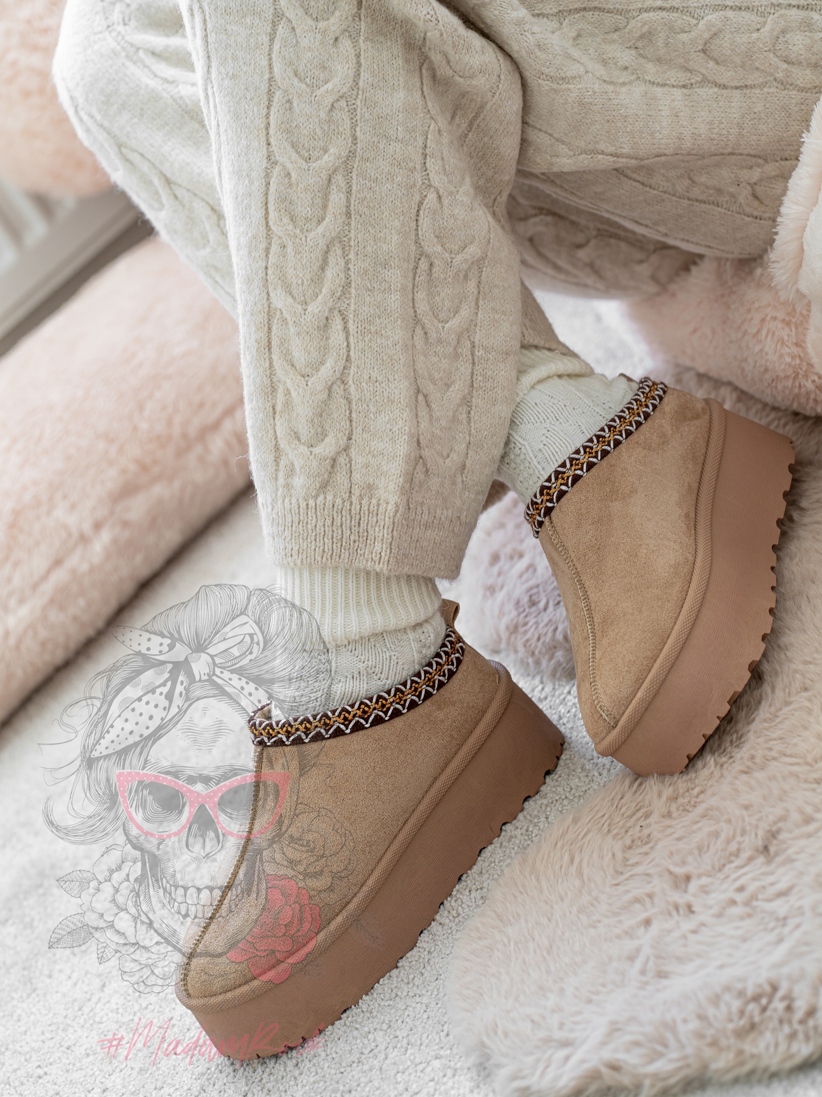 Śniegowce odkryte Madam Gobby c. beżowe