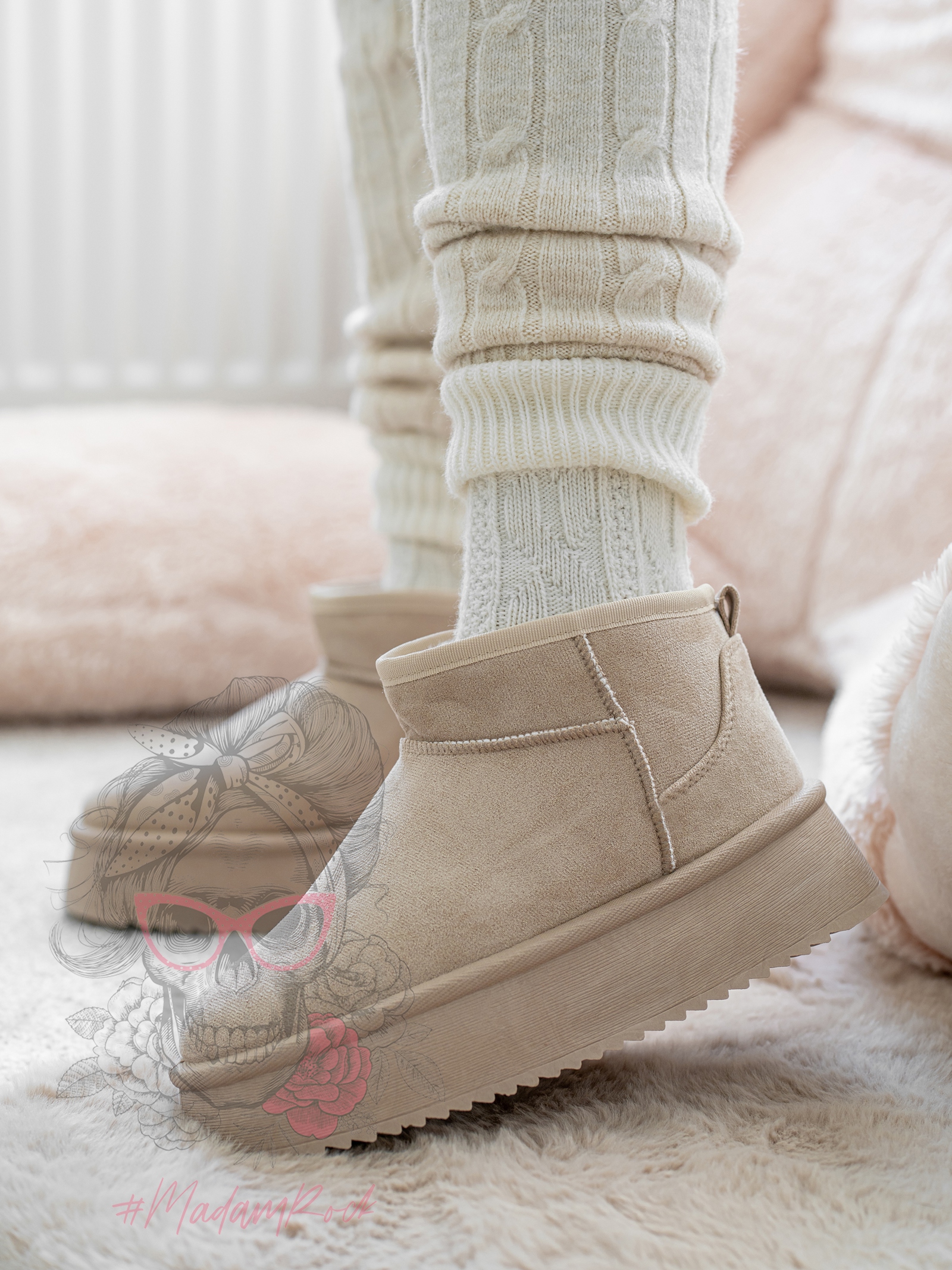 Śniegowce zamszowe Madam Wobbi j.beżowe